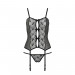 Корсет с пажами GRACIA CORSET black L/XL Passion, трусики, полупрозрачный