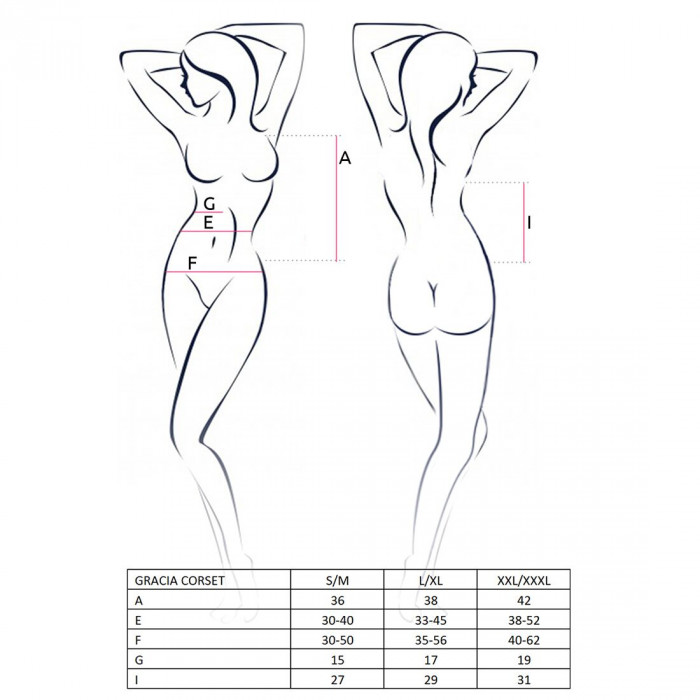 Корсет с пажами GRACIA CORSET black L/XL Passion, трусики, полупрозрачный