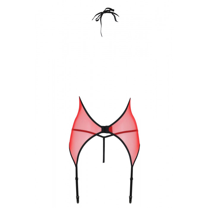 Корсет с пажами для чулок Passion PEONIA CORSET L/XL red, стринги
