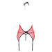 Корсет с пажами для чулок Passion PEONIA CORSET S/M red, стринги