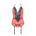 Корсет с пажами для чулок Passion PEONIA CORSET S/M red, стринги