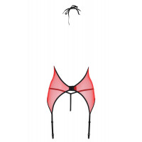 Корсет с пажами для чулок Passion PEONIA CORSET XXL/XXXL red стринги