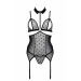 Корсет с открытой грудью Passion DOMINICA CORSET L/XL black, пажи для чулок, стринги