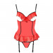 Корсет з відкритими грудьми CHERRY CORSET red L/XL - Passion Exclusive, трусики, пажі, стрепи, оборк