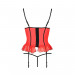 Корсет з відкритими грудьми CHERRY CORSET red L/XL - Passion Exclusive, трусики, пажі, стрепи, оборк