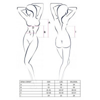 Корсет з пажами XENA CORSET white S/M - Passion, трусики, квітковий узор, напівпрозорий