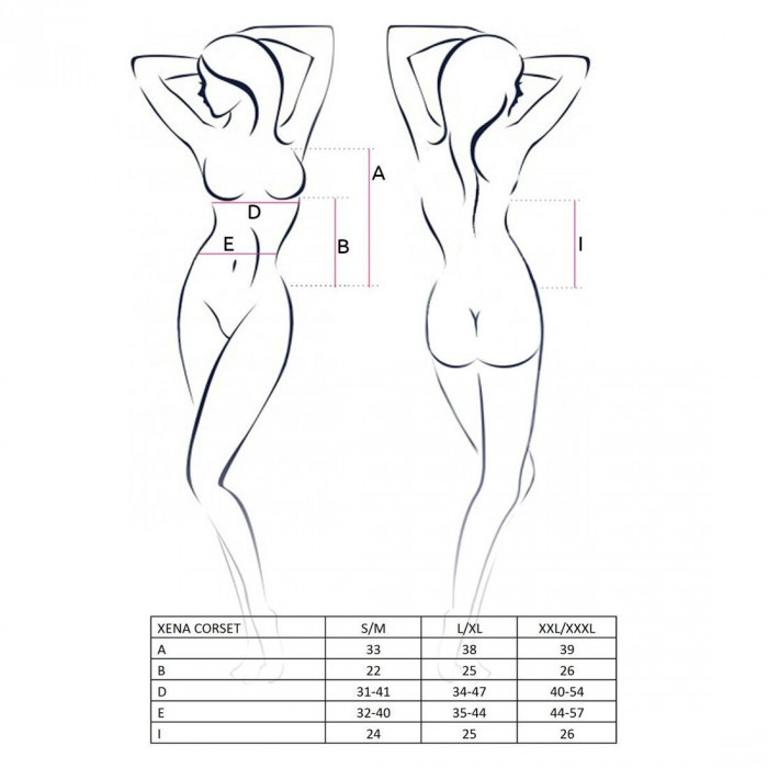 Корсет с пажами XENA CORSET white S/M - Passion, трусики, цветочный узор, полупрозрачный