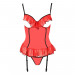 Корсет з відкритими грудьми CHERRY CORSET red S/M - Passion Exclusive, трусики, пажі, стрепи, оборки