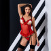 Корсет с открытой грудью CHERRY CORSET red XXL/3XL -Passion Exclusive, трусики, пажи, стрэпы, оборки
