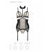 Корсет с открытой грудью Passion DOMINICA CORSET XXL/XXXL black, пажи для чулок, стринги