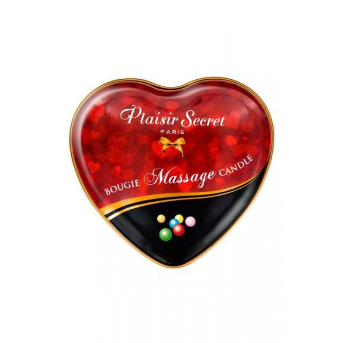 Масажна свічка-серце Plaisirs Secrets Bubble Gum (35 мл)