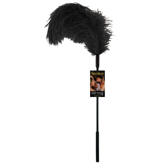 Перо страуса Sportsheets Ostrich Tickler Черное, для изысканных ласк