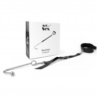 Анальний гак із нашийником з натуральної шкіри Art of Sex - Anal hook, Чорний