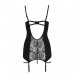 Сорочка приталенная с пажами PAULINE CHEMISE black S/M - Passion, трусики