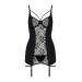 Сорочка приталенная с пажами PAULINE CHEMISE black S/M - Passion, трусики
