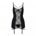Сорочка приталена з пажами PAULINE CHEMISE black XXL/XXXL - Passion, трусики
