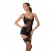Сорочка приталена з пажами PAULINE CHEMISE black XXL/XXXL - Passion, трусики