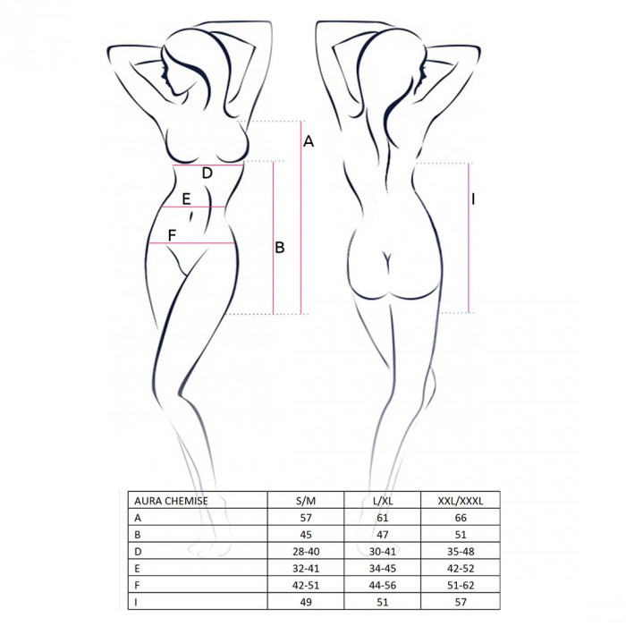 Сорочка сукня AURA CHEMISE black L/XL - Passion, трусики, халтер, зі спущеними бретелями