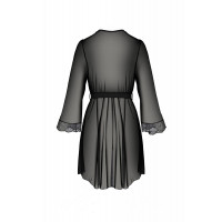Пеньюар Passion Amberly Peignoir 4XL/5XL black, ажурні декольте та манжети, широкі рукави