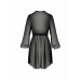 Пеньюар Passion Amberly Peignoir 4XL/5XL black, ажурні декольте та манжети, широкі рукави
