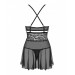 Еротичний мереживний комплект із сіточкою Obsessive 838-BAB-1 babydoll & thong black L/XL, чорний, п