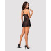 Еротичний мереживний комплект із сіточкою Obsessive 838-BAB-1 babydoll & thong black XXL, чорний, пе