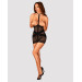 Напівпрозора сорочка з відкритими грудьми Obsessive Lacrisia chemise XS/S, чорна, з чокером