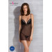 Сорочка Passion DELIENA CHEMISE L/XL black, стринги с заниженной талией