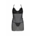 Сорочка Passion DELIENA CHEMISE L/XL black, стринги с заниженной талией
