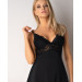 Сатиновий пеньюар із мереживом Obsessive 810-BAB-1 babydoll & thong S/M, чорний, пеньюар, танга