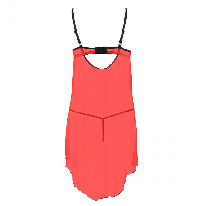 Прозорий пеньюар з відкритими грудьми CHERRY CHEMISE red L/XL - Passion Exclusive, трусики