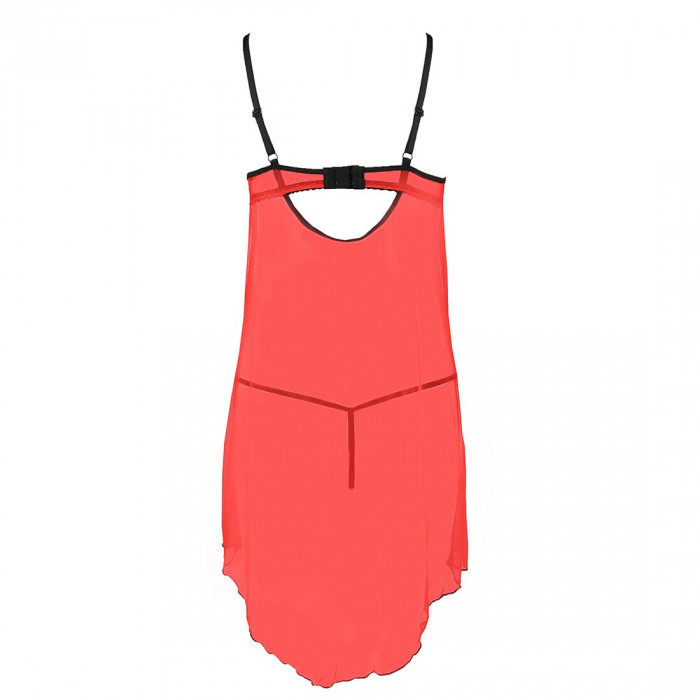 Прозорий пеньюар з відкритими грудьми CHERRY CHEMISE red S/M - Passion Exclusive, трусики