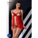 Прозорий пеньюар з відкритими грудьми CHERRY CHEMISE red S/M - Passion Exclusive, трусики