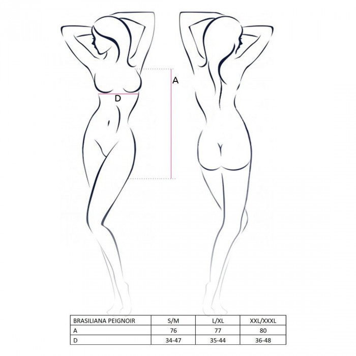 (SALE) Прозорий пеньюар BRASILIANA PEIGNOIR black XXL / XXXL - Passion Exclusive, трусики