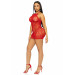 Платье-сетка со стразами Leg Avenue Rhinestone halter mini dress Red, открытая спина, one size