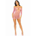 Платье-сетка с сердечками Leg Avenue Heart net mini dress Pink, завязки, открытые плечи, one size