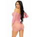 Платье-сетка с сердечками Leg Avenue Heart net mini dress Pink, завязки, открытые плечи, one size