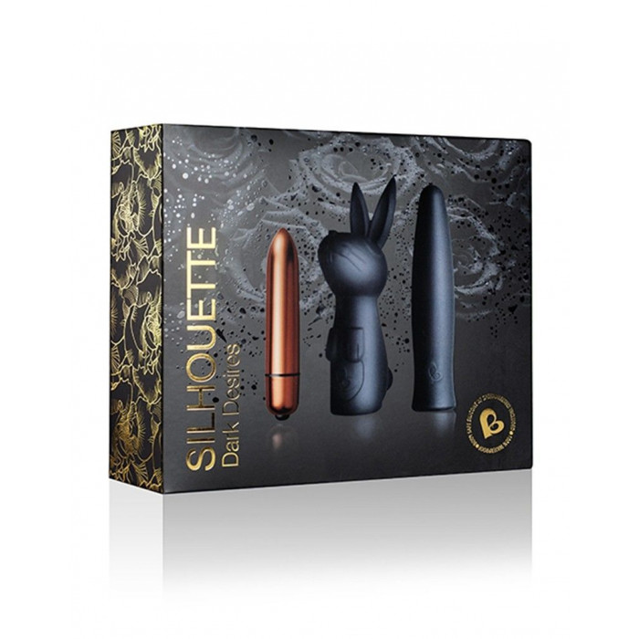 Вібронабір Rocks Off Silhouette — Dark Desires: віброкуля та дві силіконові насадки