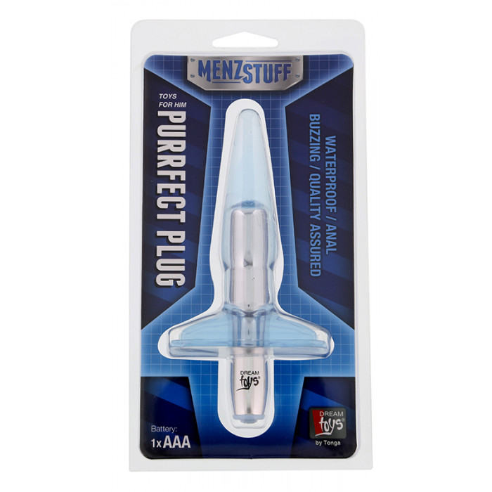 Плаг з вібрацією MENZSTUFF PURRFECT PLUG, CLEAR BLUE