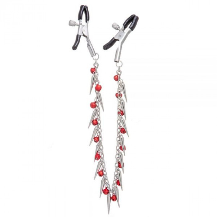 Зажимы на соски Nipple play Chain Red Bell and Spike