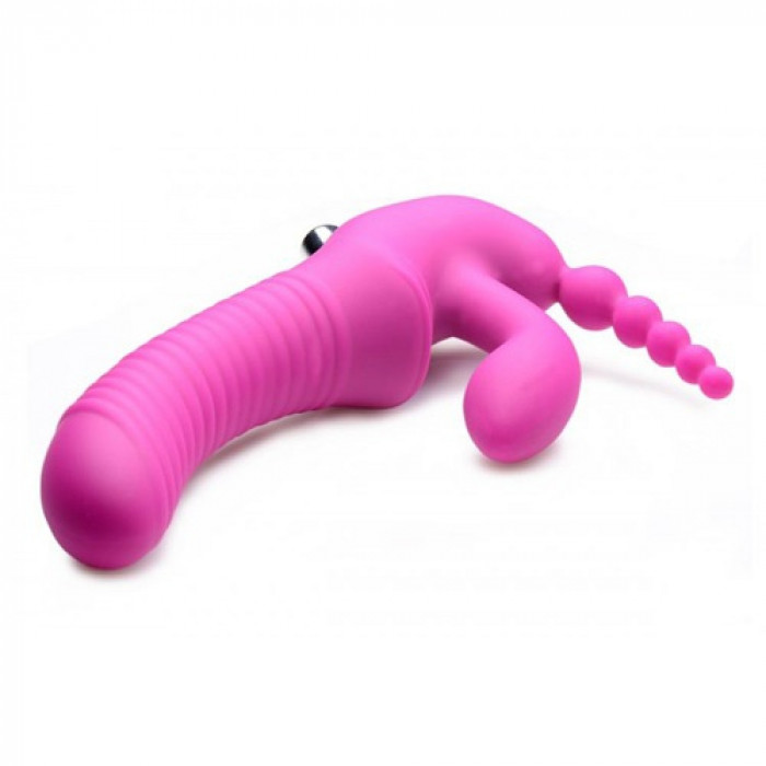 Безремневой страпон с вибрацией тройной, Regal Rider Strap-On Vibrator