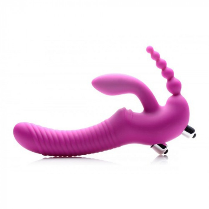 Безремневой страпон с вибрацией тройной, Regal Rider Strap-On Vibrator