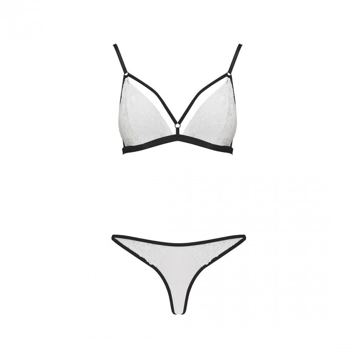 Комплект білизни ORIHIME SET white S/M - Passion: стрепи: ліф і трусики