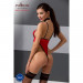 Боди с высоким вырезом бедра AKITA BODY red S/M - Passion Exclusive