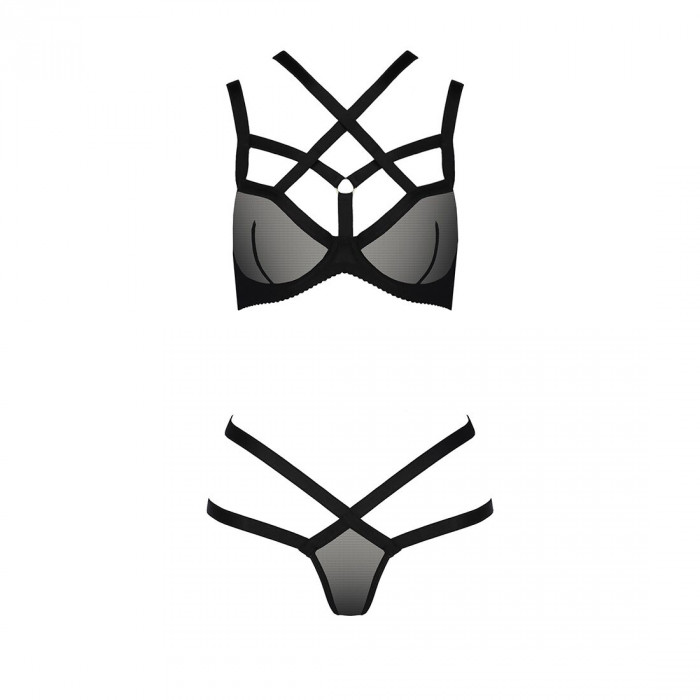 Комплект белья HAGAR SET black L/XL - Passion Exclusive: стрэпы: трусики и лиф