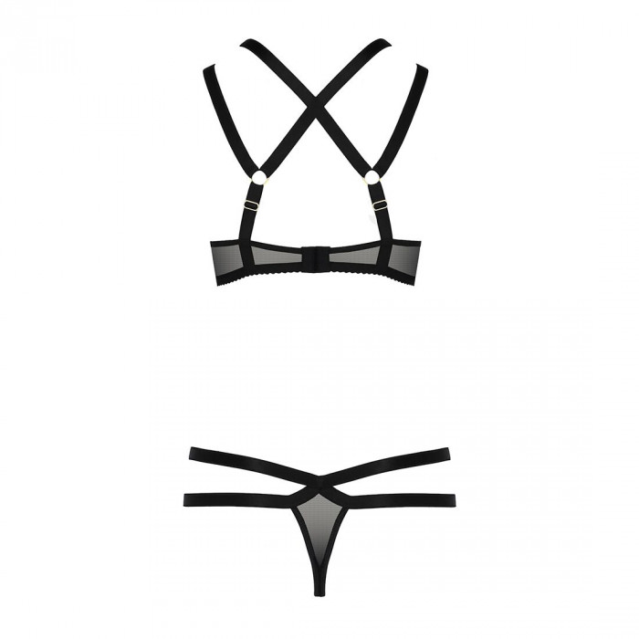 Комплект белья HAGAR SET black L/XL - Passion Exclusive: стрэпы: трусики и лиф
