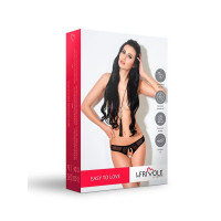 Трусики з розрізом мереживо чорні з пензликом LeFrivole, S / M, 42-44