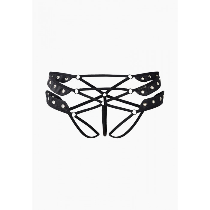 Трусики Fetish з розрізом чорні LeFrivole, S / M, 42-44
