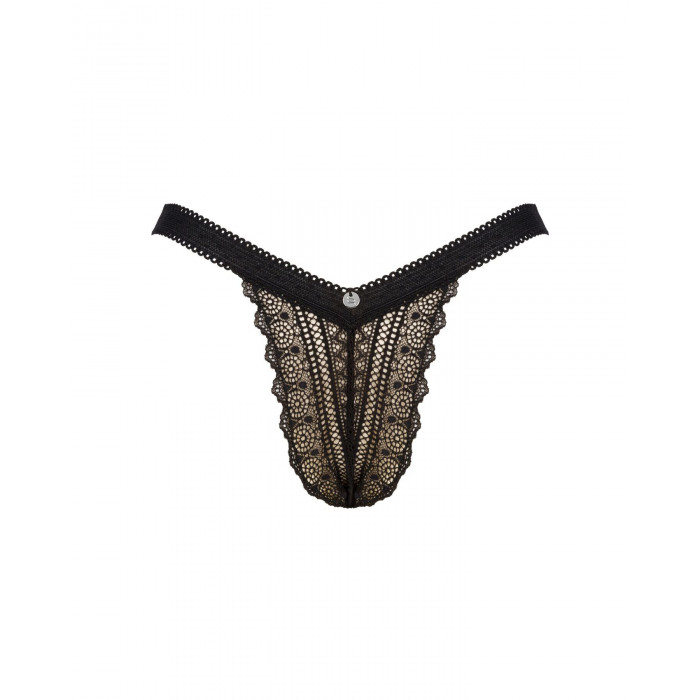 Мереживні трусики із заниженою талією Obsessive Estiqua panties M/L, чорні