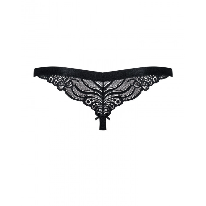 Мереживні танги з доступом Obsessive 828-THC-1 crotchless thong S/M, чорні